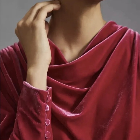Anthropologie BTFL-life Velvet Pullover Velvet Cowl Neck Sweater - Picture 2 of 5
